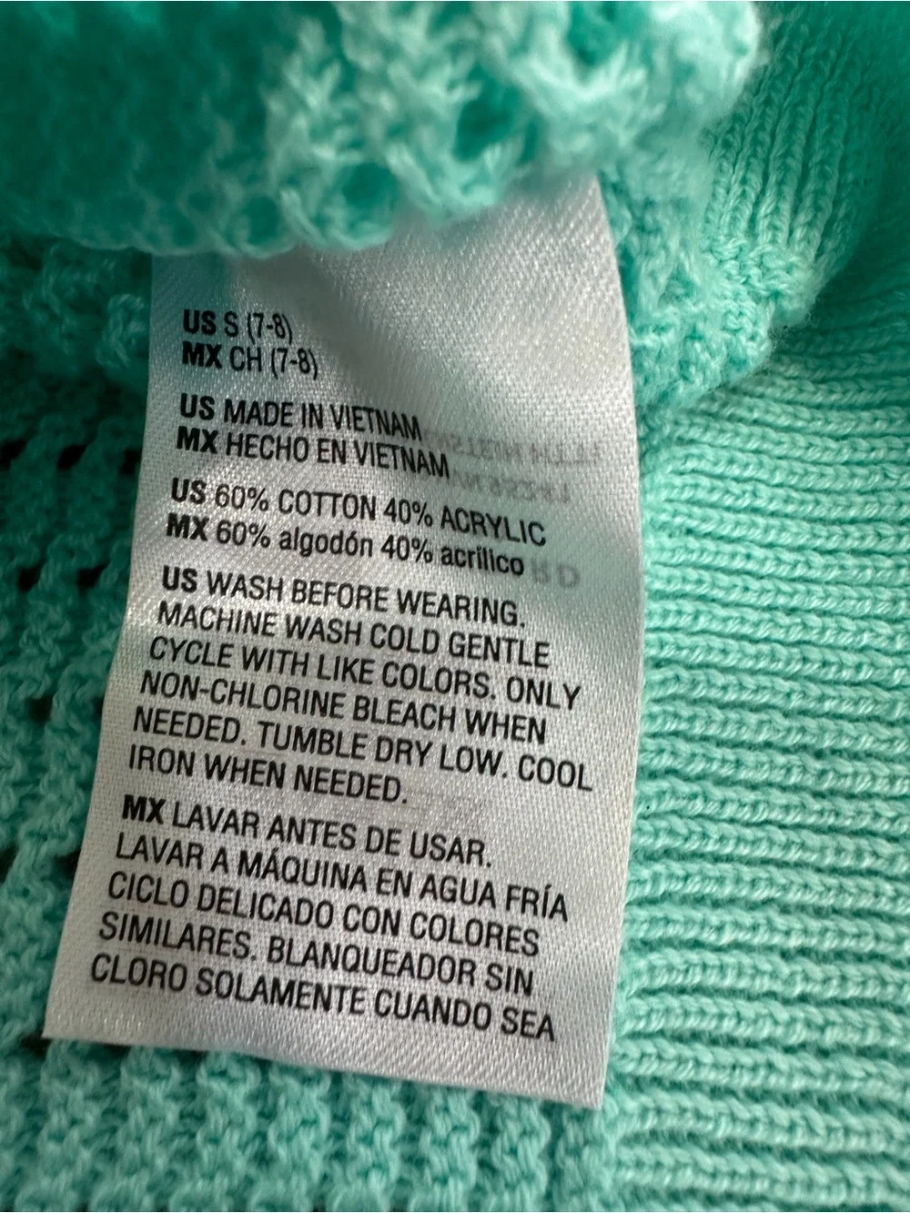 New Epic Threads Girls Cardigan Macys Exclusive V Neck Turquoise Button Sm 7/8
